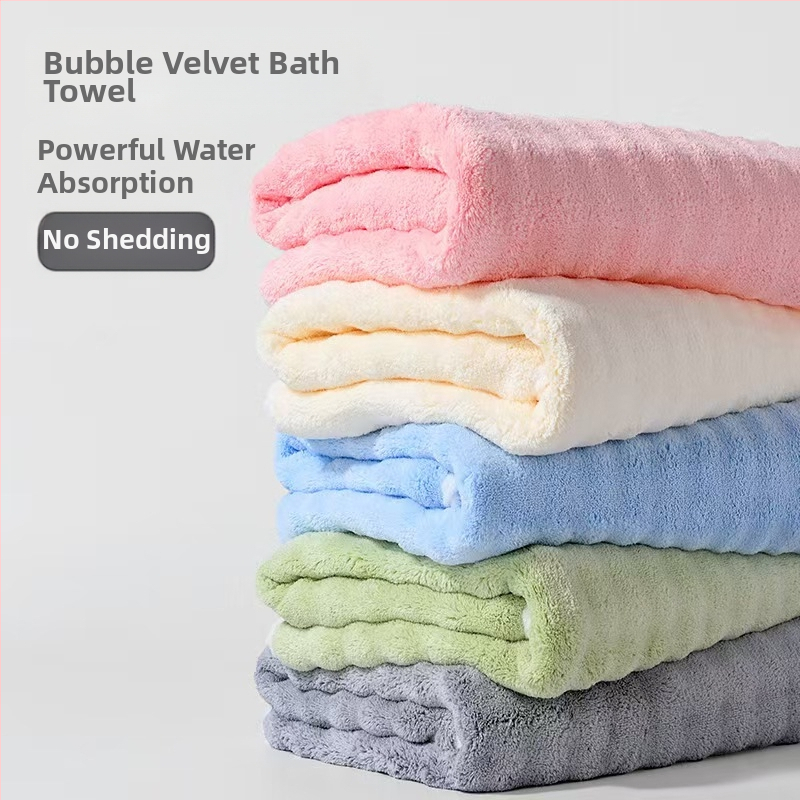 Fürdőlepedő korall plüss anyagból, 200–300 g/m², 32 szál, egyszerű szövés