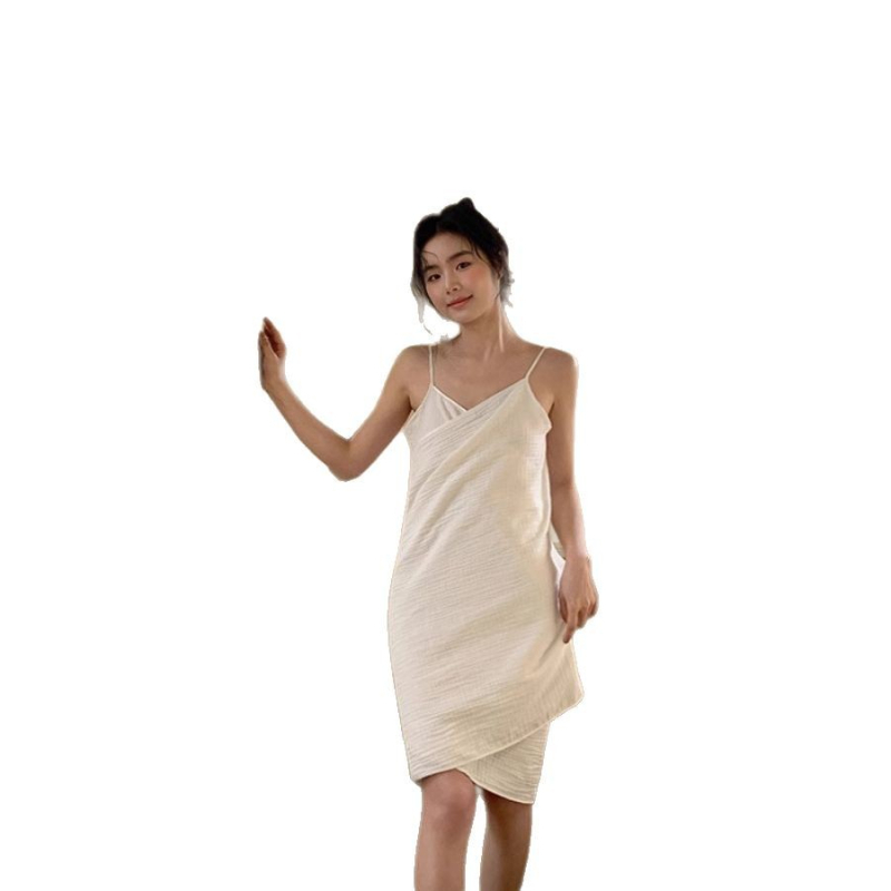 Ženski pamučni халат s četiri sloja crepe gauze, wrap stil, ručnik za tus/plaza, može se nositi kao noćna haljina ili omot