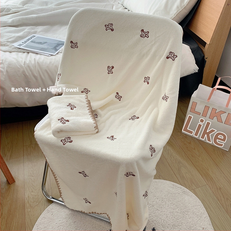 Instagram-stil kupaonski ručnik set, ženski, slatko, visoko upijajući, brzo sušenje, debeli koralni fleece, dvodijelni set za kućnu ili studentsku upotrebu