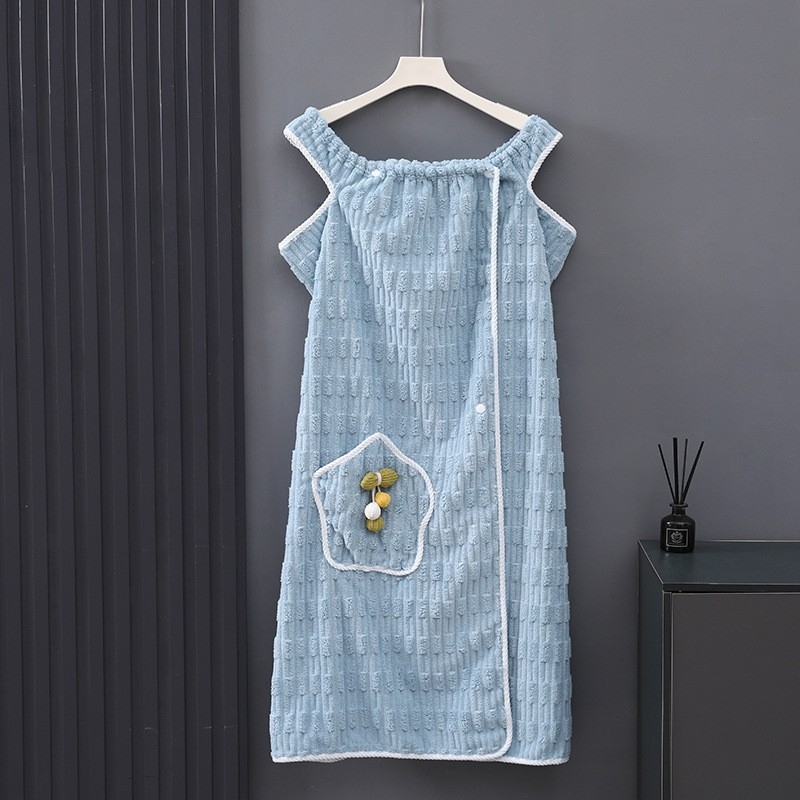 Halat de baie pentru femei, lungime medie, cu buzunare, absorbant, uscare rapidă, din fleece coral