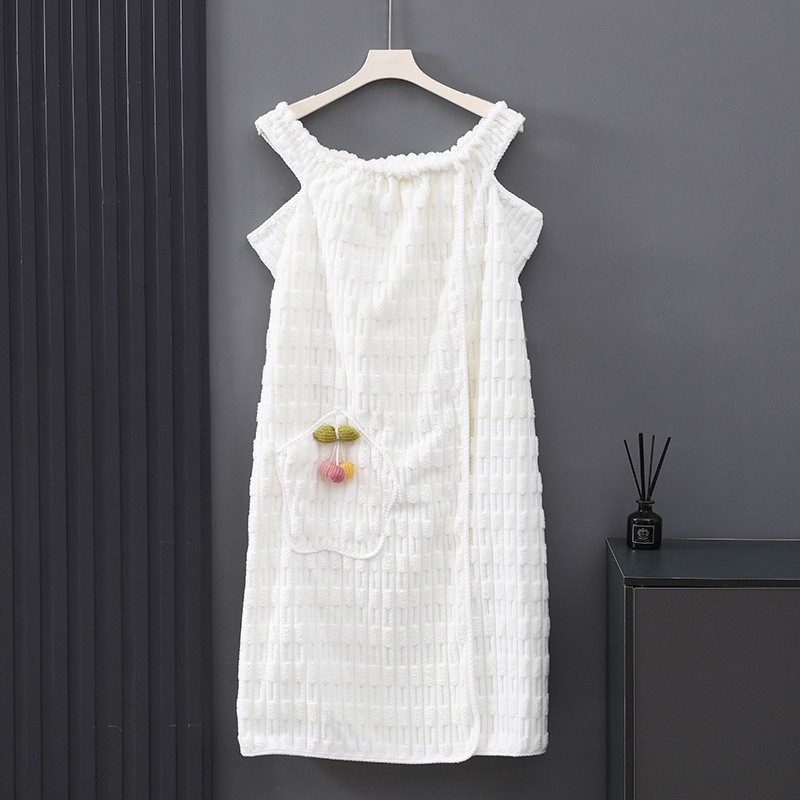 Halat de baie pentru femei, lungime medie, cu buzunare, absorbant, uscare rapidă, din fleece coral