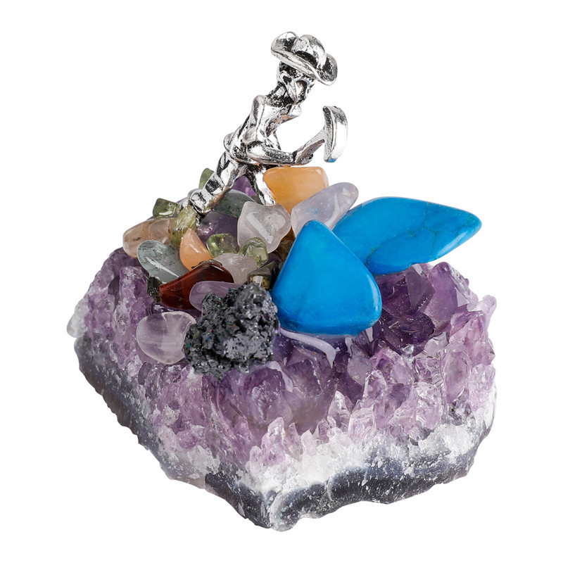 Cluster natural de ametist, ornament pentru casă, formă neregulată, claritate VS