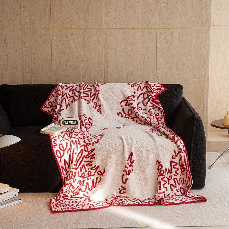 Duoxianman Milk Velvet Blanket – Плетено, Полуплюшено, Геометричен модел, Milk fleece blanket, За всички сезони
