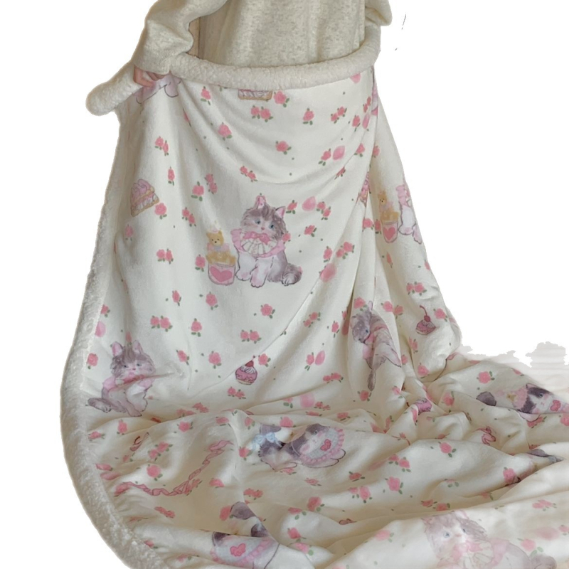 Одеяло, многофункционално за всички сезони, с дизайн карикатури и цветя, синтетично влакно, персонализируемо