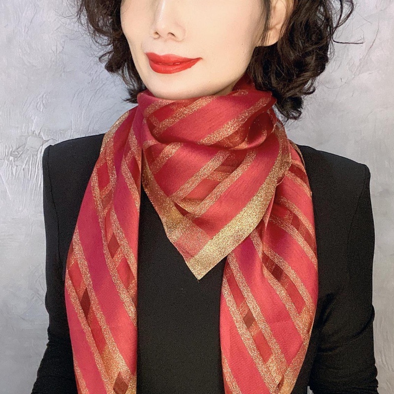 Șal pătrat cu fire de aur și închidere magnetică, țesătură mătase-lână, warp knitting, cald pentru patru sezoane, origine Zhejiang