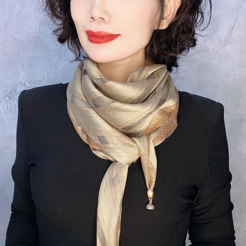 Șal pătrat cu fire de aur și închidere magnetică, țesătură mătase-lână, warp knitting, cald pentru patru sezoane, origine Zhejiang