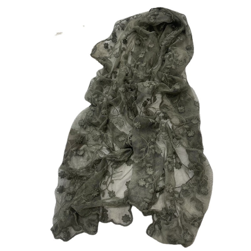 Warp-pletena čipkasta traka za glavu i šal, poliester, totem print, trokutasti oblik, ljetni dodatak