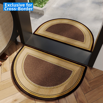 Входен подов килим, полуокръгла форма, геометричен модел, полиестер, за всекидневна, модерен стил