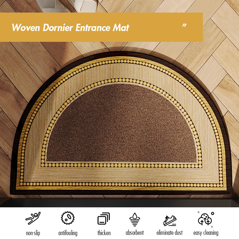 Входен подов килим, полуокръгла форма, геометричен модел, полиестер, за всекидневна, модерен стил