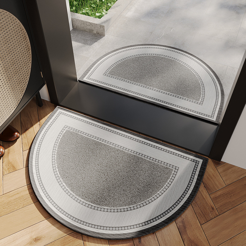 Входен подов килим, полуокръгла форма, геометричен модел, полиестер, за всекидневна, модерен стил