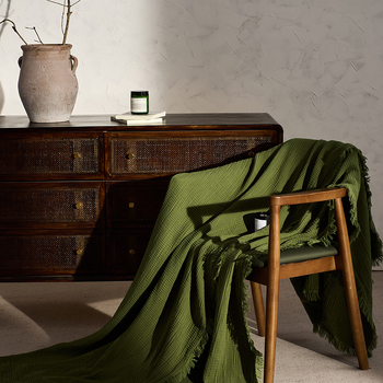 Плетено памучно одеяло, 1000 г, едноцветен модел, подходящо за пролет и есен, 5% свиване