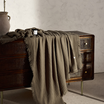 Плетено памучно одеяло, 1000 г, едноцветен модел, подходящо за пролет и есен, 5% свиване