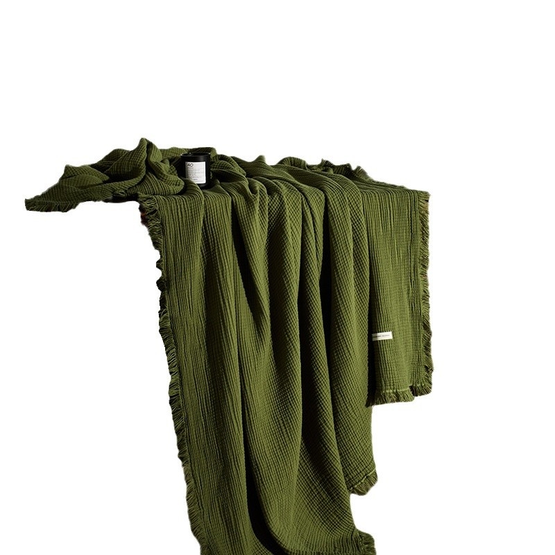 Плетено памучно одеяло, 1000 г, едноцветен модел, подходящо за пролет и есен, 5% свиване