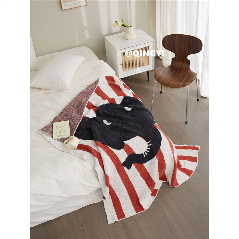 Полуъглово одеяло за офис и дом, Инста стил, просто плетено, акрил, пролет и есен, първокласно качество