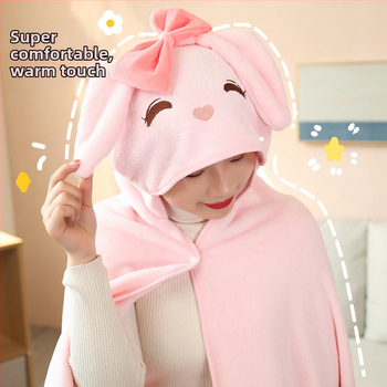 Одеяло-пелерина за почивка с мультяшен принт Шиба Ину; полиестер, фланелен тип, 300–500 г, персонализиране, подходящо за всички сезони