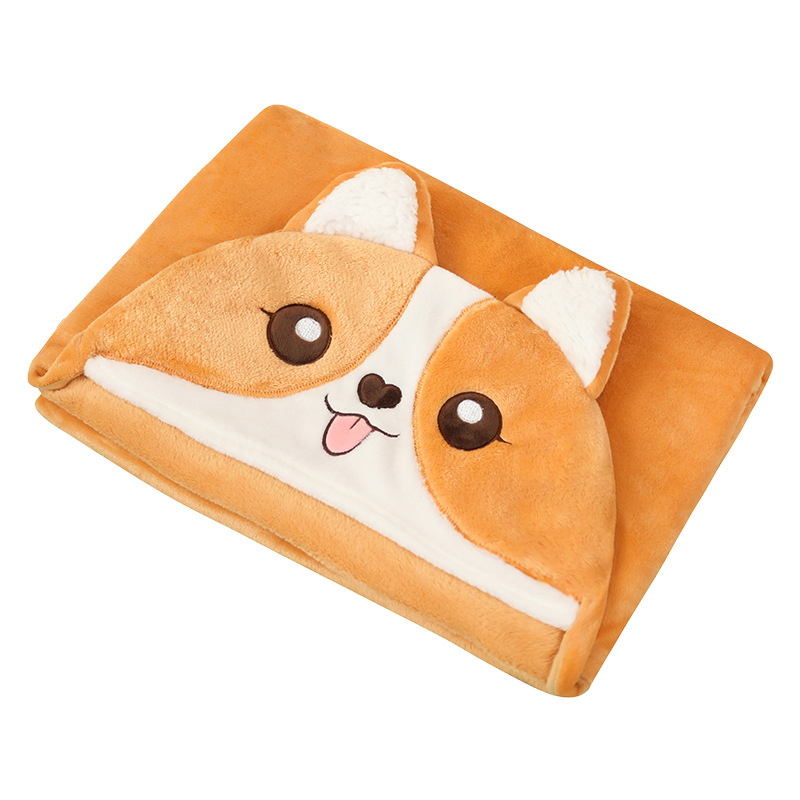 Одеяло-пелерина за почивка с мультяшен принт Шиба Ину; полиестер, фланелен тип, 300–500 г, персонализиране, подходящо за всички сезони