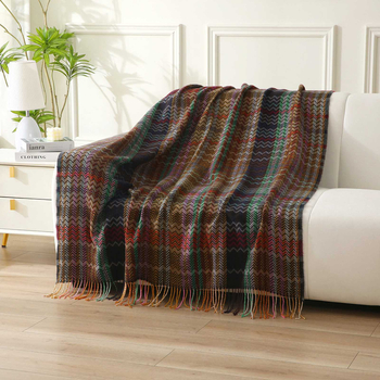 Одеяло от мляко-велюр със райета, deer plush материал, 500–800 g, персонализируемо, за всички сезони