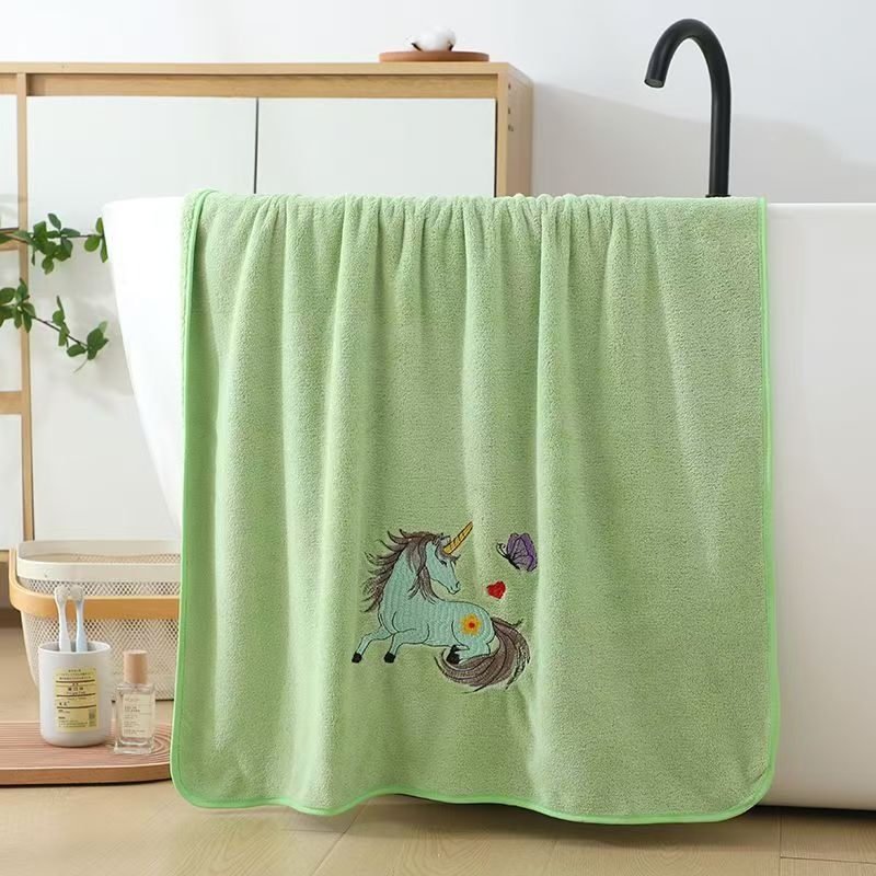 Uterak za kupanje s motivom konja, koralni flis, debeli, upijajući, meki