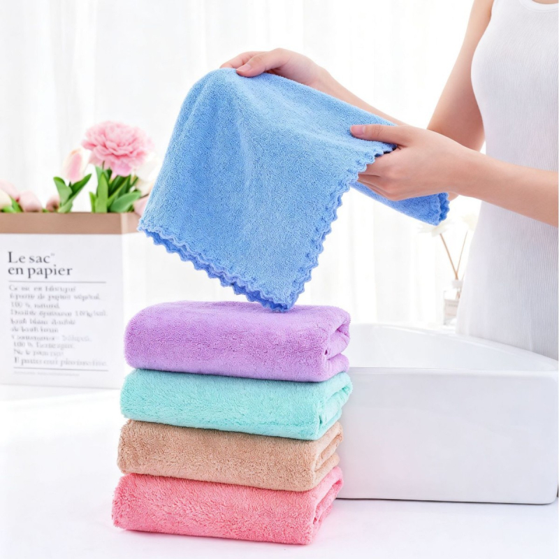 Ručnik za lice od koralne fleece, 150d, 50–80 g, mekan i upijajući