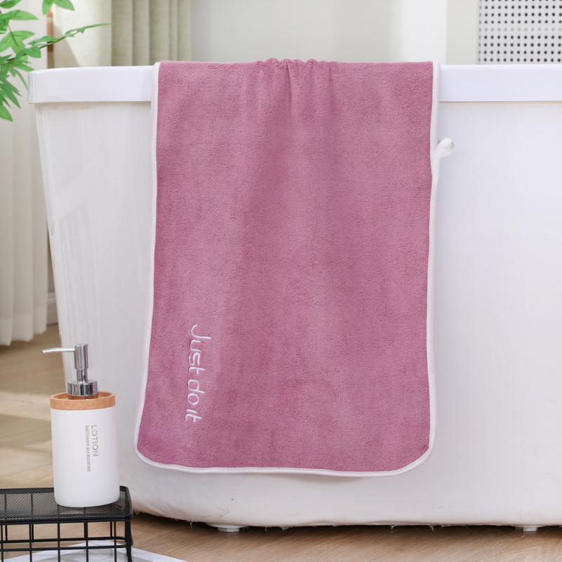 Ručník od coral fleece s izvezom, upija i brzo se suši, za tijelo i lice, za odrasle, 100–120 g, 150D vlakno, izvezeno i šivanje