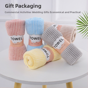 Ručnik za lice od koralnog pliša s finim prugama, završni rub sa šavom, niti 21, masa 50–80 g, mogućnost prilagodbe