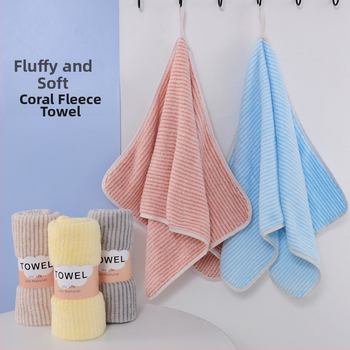 Ručnik za lice od koralnog pliša s finim prugama, završni rub sa šavom, niti 21, masa 50–80 g, mogućnost prilagodbe