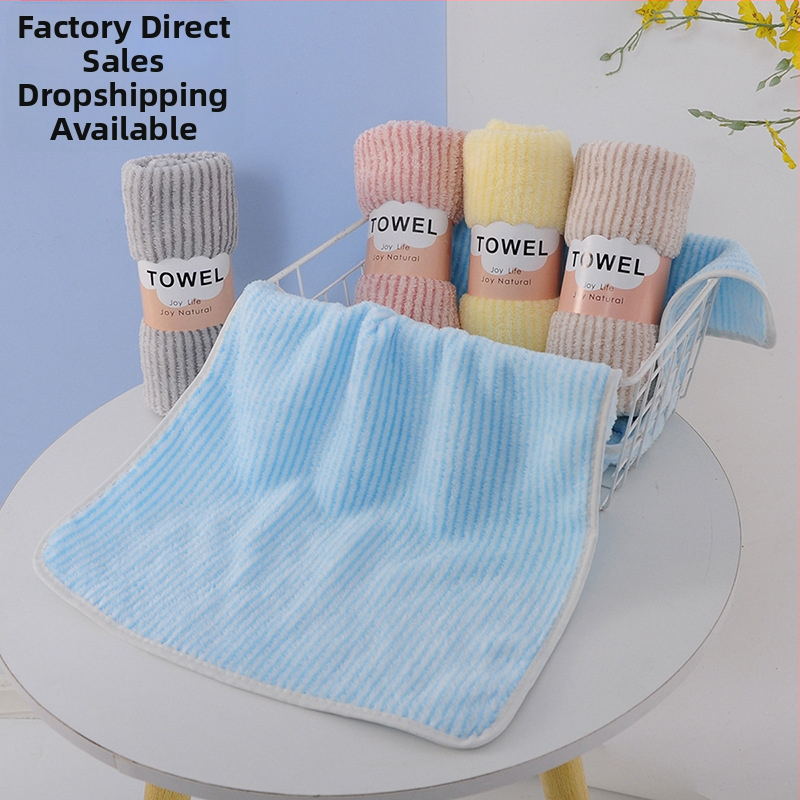 Ručnik za lice od koralnog pliša s finim prugama, završni rub sa šavom, niti 21, masa 50–80 g, mogućnost prilagodbe