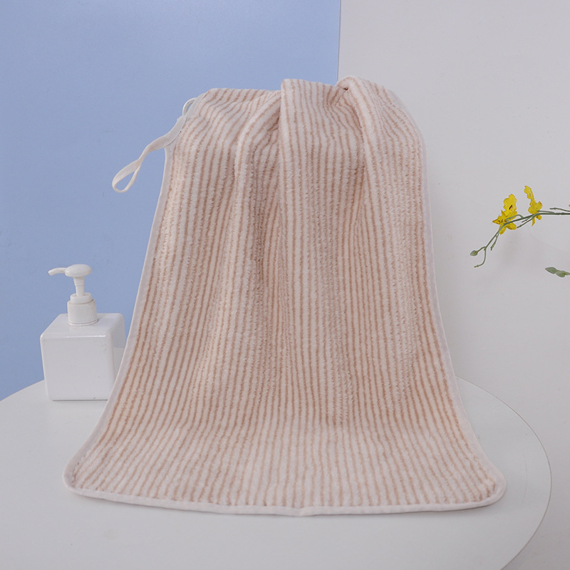 Ručnik za lice od koralnog pliša s finim prugama, završni rub sa šavom, niti 21, masa 50–80 g, mogućnost prilagodbe