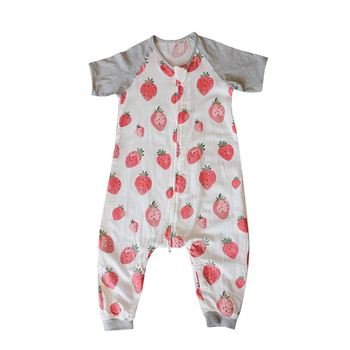 Dječji ljetni dvostruki spavaći vreć s kratkim rukavima, od bambus vlakana, podstava bambus-pamučna, uzorak crtani, odvlaži vlagu