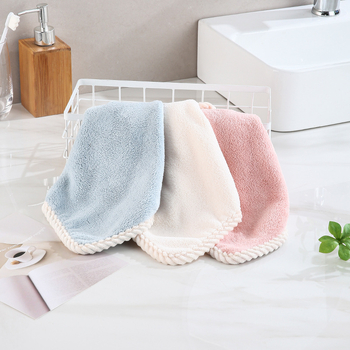 Vješeni ručnik za ruke od koralnog flisa — mekan, debeli i upija, za kuhinju i kupaonicu; težina 50-80 g; šav rubova; pređa 32; Marka XZN HOME/Xin Zhi Nuo