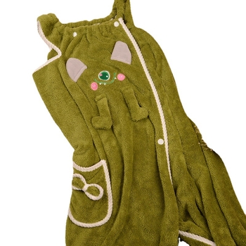 Yuyang kapuljasti kupaoni ručnik za odrasle, dizajn jagodnog medvjića, koralni fleece, vezenje, težina 200–300 g, 150D vlakna