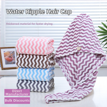 Шапка за сушене на коса от коралов флис (warp-knit), за възрастни, водопоглъщаща, 150D нишка, тегло 50–79 g, бродиране и жакард