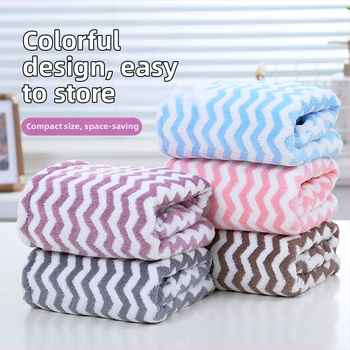 Шапка за сушене на коса от коралов флис (warp-knit), за възрастни, водопоглъщаща, 150D нишка, тегло 50–79 g, бродиране и жакард