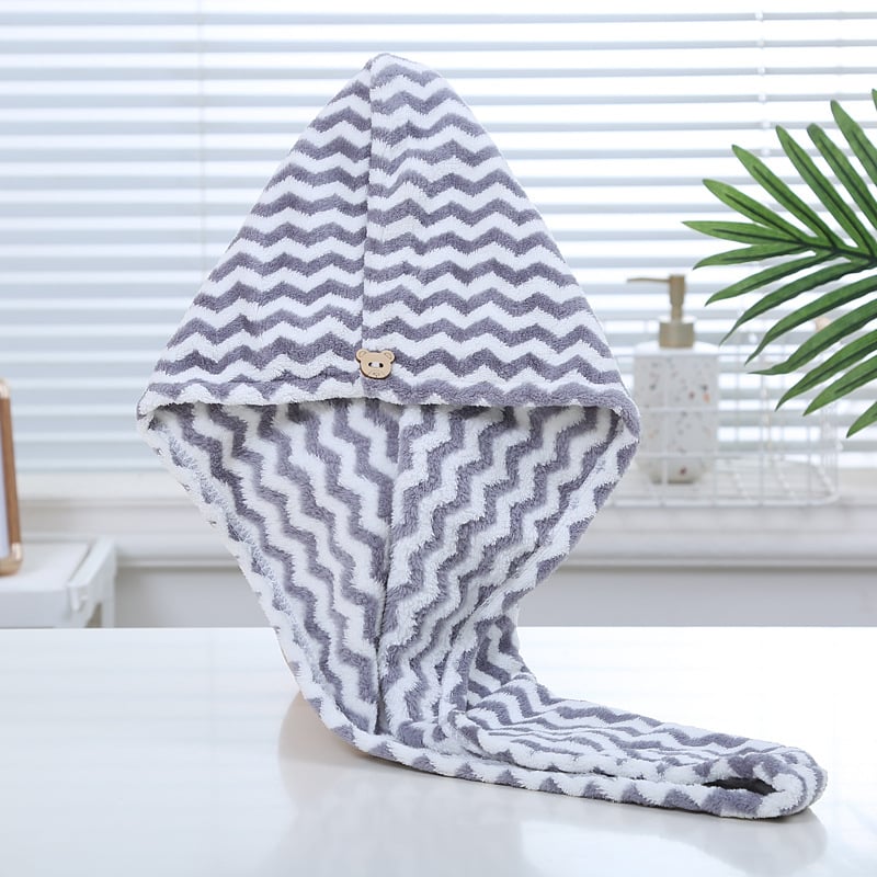 Шапка за сушене на коса от коралов флис (warp-knit), за възрастни, водопоглъщаща, 150D нишка, тегло 50–79 g, бродиране и жакард