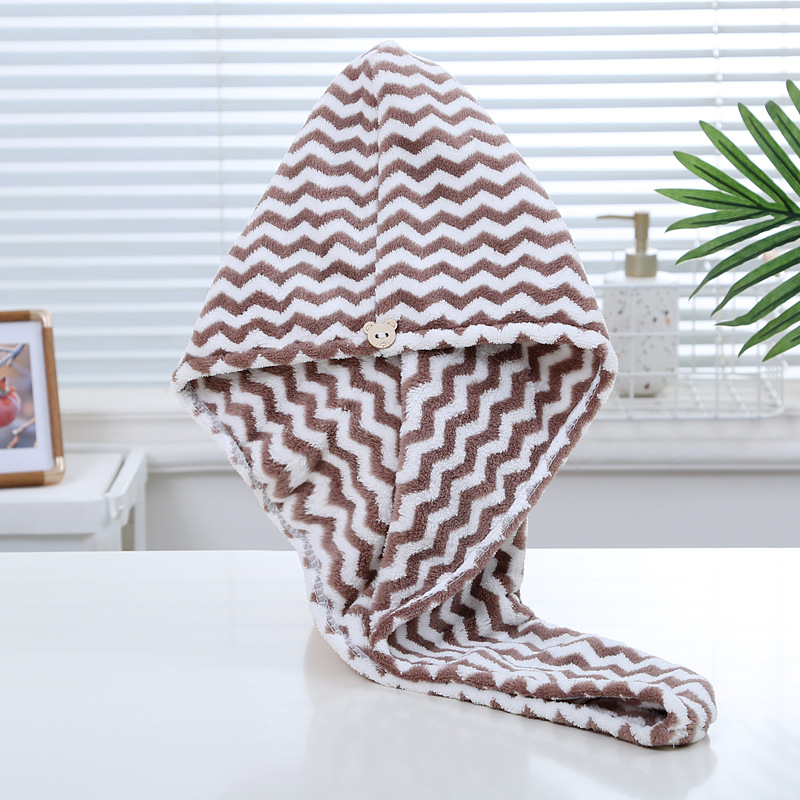 Шапка за сушене на коса от коралов флис (warp-knit), за възрастни, водопоглъщаща, 150D нишка, тегло 50–79 g, бродиране и жакард