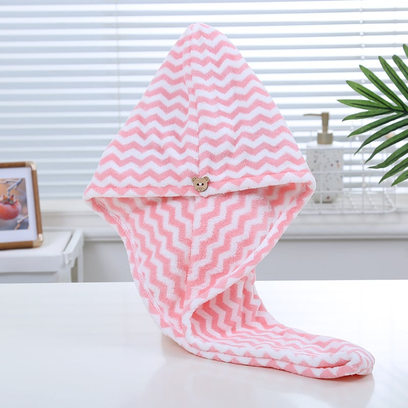 Шапка за сушене на коса от коралов флис (warp-knit), за възрастни, водопоглъщаща, 150D нишка, тегло 50–79 g, бродиране и жакард