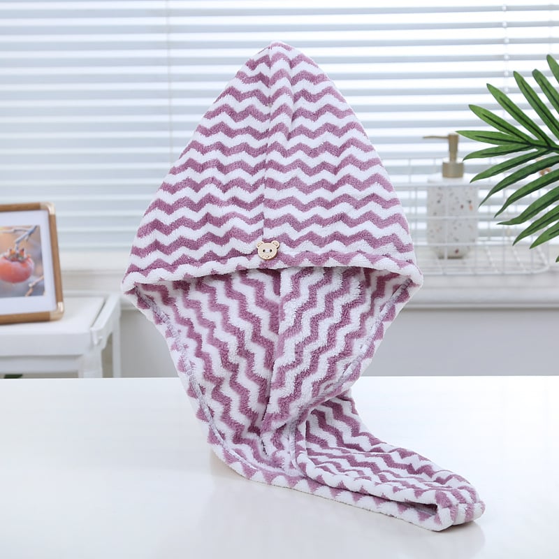 Шапка за сушене на коса от коралов флис (warp-knit), за възрастни, водопоглъщаща, 150D нишка, тегло 50–79 g, бродиране и жакард