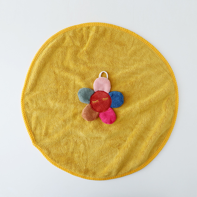 Кръгла кърпа за коса от коралов флийс, 80–99 g, 150D прежда, бродерия и подгъв, персонализация налична