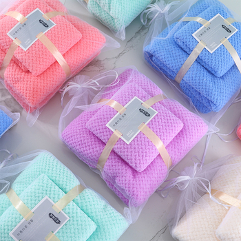 Σετ πετσετών από φλίς κοραλλιού, νημα 32s, 240 g, κοσκινισμένο νήμα, ύψος-χαμηλό ύφανσης