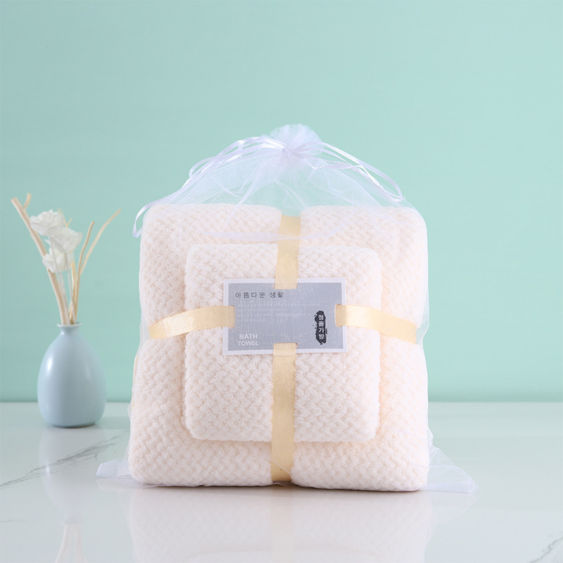 Σετ πετσετών από φλίς κοραλλιού, νημα 32s, 240 g, κοσκινισμένο νήμα, ύψος-χαμηλό ύφανσης