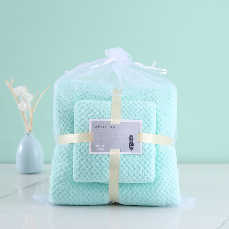 Σετ πετσετών από φλίς κοραλλιού, νημα 32s, 240 g, κοσκινισμένο νήμα, ύψος-χαμηλό ύφανσης