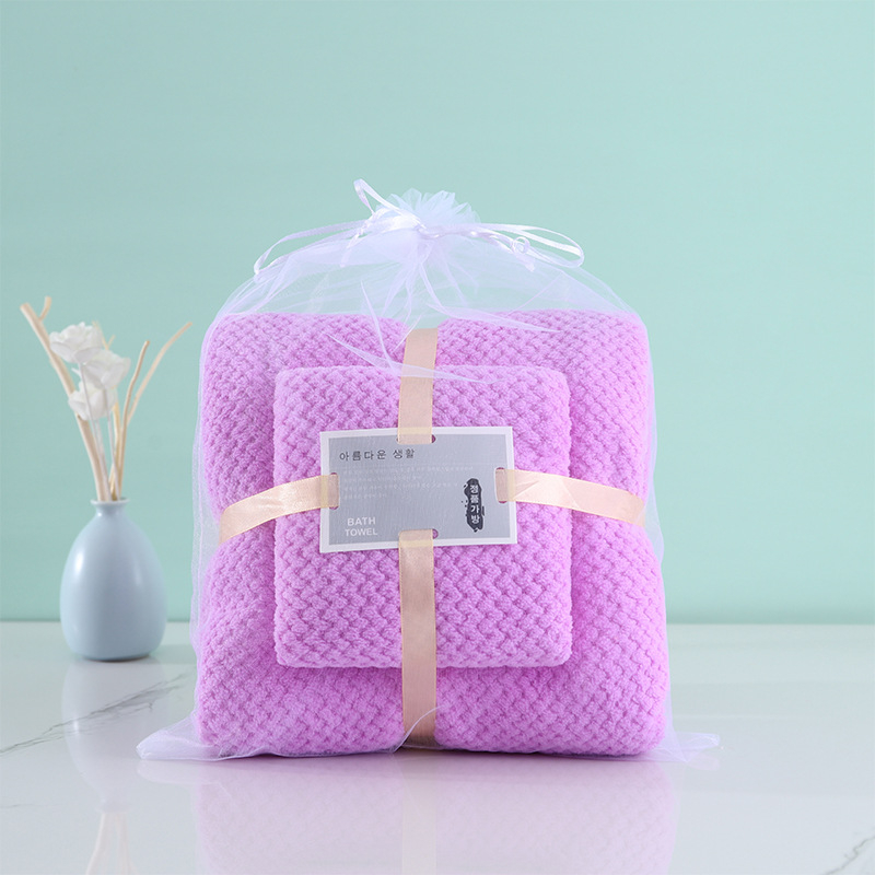 Σετ πετσετών από φλίς κοραλλιού, νημα 32s, 240 g, κοσκινισμένο νήμα, ύψος-χαμηλό ύφανσης