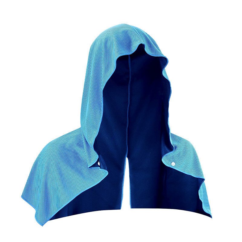 Πετσέτα αθλητική από μικροϊνες με κουκούλα, σχεδιασμός shawl — ψύξη, απορρόφηση ιδρώτα, γρήγορο στέγνωμα, εκτύπωση λογότυπου, προσαρμογή