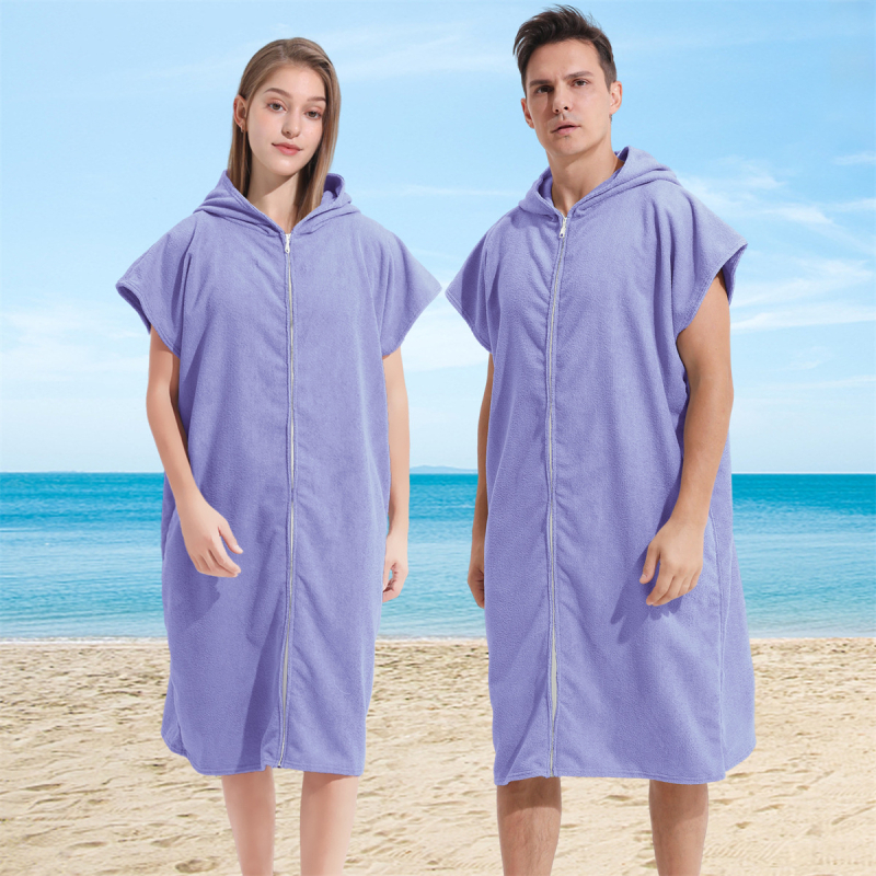 2025 Nosivi mikrovlakneni ogrtač s patentom za plivanje, plažu i surfanje – unisex ogrtač za presvlačenje