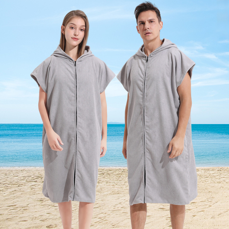 2025 Nosivi mikrovlakneni ogrtač s patentom za plivanje, plažu i surfanje – unisex ogrtač za presvlačenje