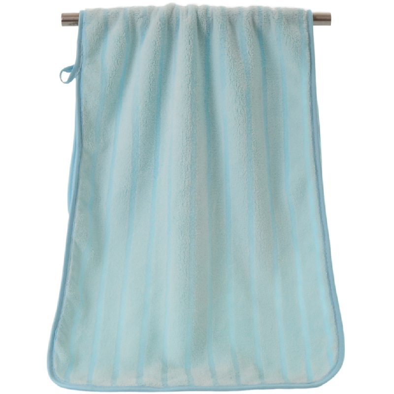 Ručnik za lice od koralnog fleeca, prugasti rub, 32s vlakno, jednostavna tkanina, 50–80 g