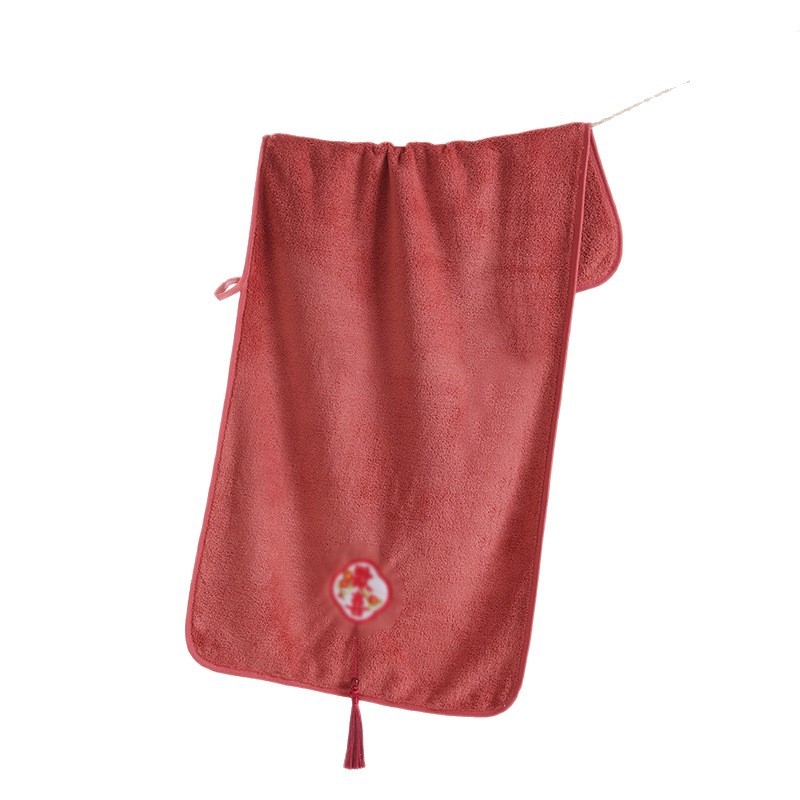 Izšiven ručnik kineskog stila od koralnog fleecea s resicama — darovni set u kutiji, Plain Weave, 150D, 80–100 g, moguća prilagođena obrada