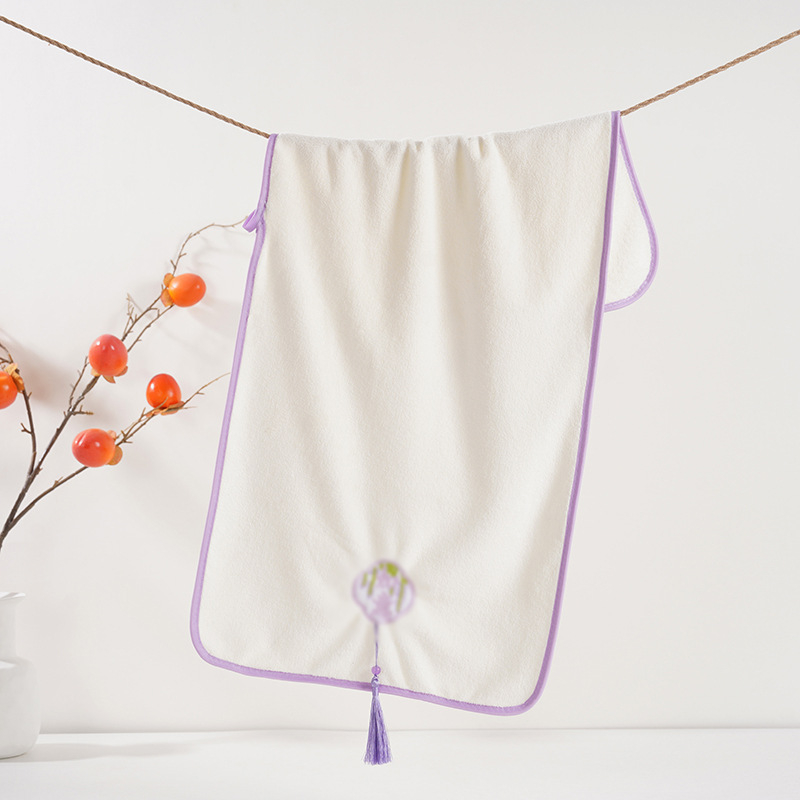 Izšiven ručnik kineskog stila od koralnog fleecea s resicama — darovni set u kutiji, Plain Weave, 150D, 80–100 g, moguća prilagođena obrada