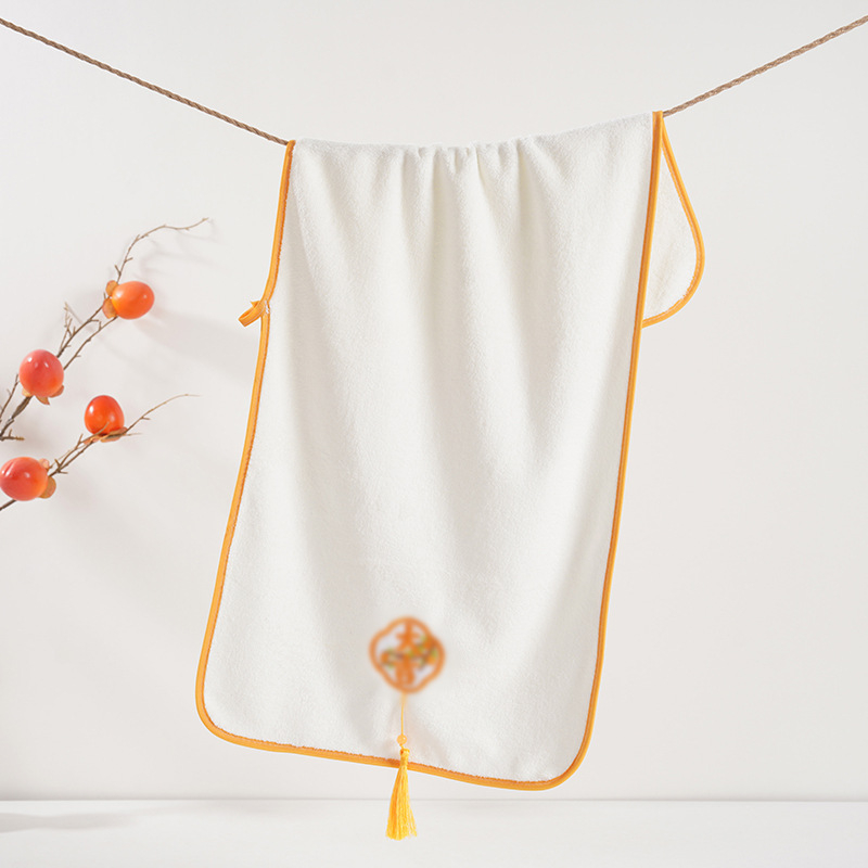 Izšiven ručnik kineskog stila od koralnog fleecea s resicama — darovni set u kutiji, Plain Weave, 150D, 80–100 g, moguća prilagođena obrada