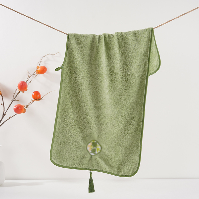 Izšiven ručnik kineskog stila od koralnog fleecea s resicama — darovni set u kutiji, Plain Weave, 150D, 80–100 g, moguća prilagođena obrada